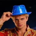thumbnail image 2 of XIAOCHA Men's Glossy Surface Cowboy Hat Solid Theme Event Party Western Hat,Blue, 2 of 8