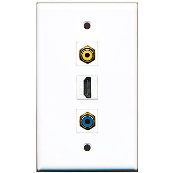 RiteAV - 1 Port HDMI and 1 Port RCA Yellow and 1 Port RCA Blue Wall Plate