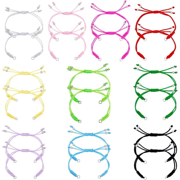 20Pcs Adjustable Nylon Bracelets 10 Colors Bracelet Cord Nylon String with Beads Rope Bracelet 7.87Inch Twisted Cord Friendship Bracelets