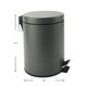 thumbnail image 5 of Basurero pequeño de acero inoxidable con tapa y pedal - 5 litros/1.3 galones, cierre suave y cubeta interior extraíble - Ideal para baño, dormitorio, cocina y oficina (gris), 5 of 6