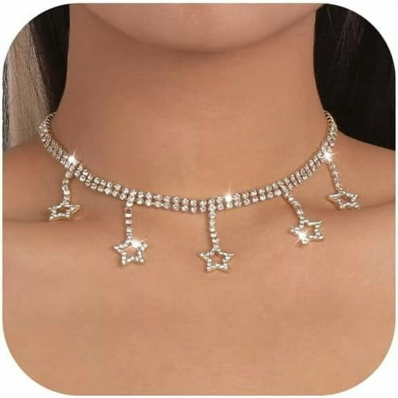 Star Necklace for Women Layered Star Pendant Necklace Star Tassel Necklace Long Choker Necklace Jewelry Gifts