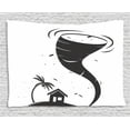 thumbnail image 1 of Tornado Tapestry, Hurricane Crashing the Little House Palm Tree Tropical Season Graphic Art, Wall Hanging for Bedroom Living Room Dorm Decor, 80W X 60L Inches, Charcoal Grey White, by Ambesonne, 1 of 2