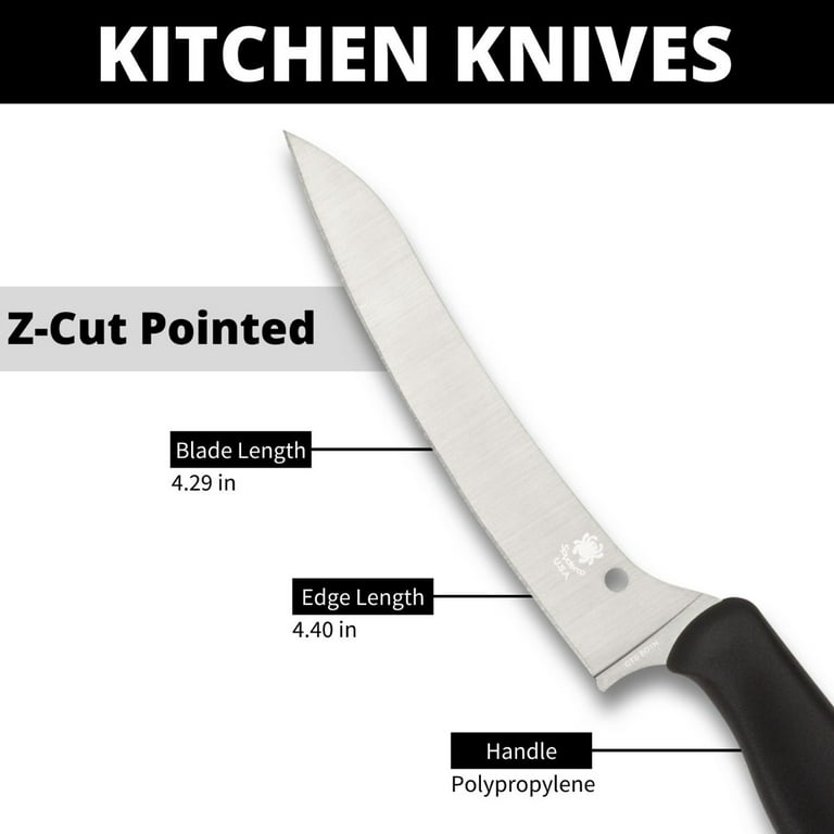 Spyderco Z-Cut Knife Kitchen Cutlery Black Polypropylene PlainEdge BD1N  Stainless Knives 