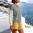 thumbnail image 4 of LckLvx Women's Sweatshirt Ruffle Long Sleeve Button Up Patchwork Tops Fall Travel Outfits, 4 of 6