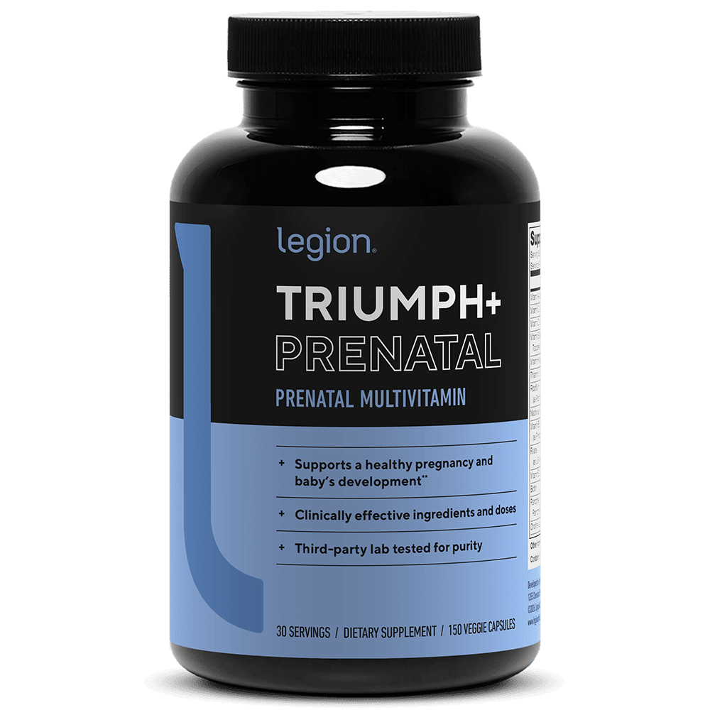Legion Athletics Triumph+ Prenatal Multivitamin Supplement, 23 Vitamins & Minerals with Choline, 150 Veggie Capsules, 30 Servings