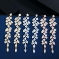 thumbnail image 4 of Classy Cubic Zircon Rose Gold Plated Dancing Party Long Dangle Leaf Drop Earring, 4 of 9