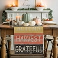 thumbnail image 2 of Fall Table Runner Thanksgiving Autumn Harvest Grateful Table Runners Wooden Board Yellow Orange Black Cotton Linen Dresser Scarf Kitchen Dining Table Decor for Fall Holiday Party Decor 13x90 Inch, 2 of 9
