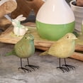 thumbnail image 3 of Americana Art Birds, Set of 6, Statues, Spring Green Colors, Rubbed Tawny Brown Finish, Black Legs, Figurines, Wood and Metal, Detailed, 5 Inches Each, Vintage Primitive Style, 3 of 6