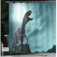 thumbnail image 3 of Ambesonne Dinosaur Shower Curtain, Roaring T Rex Model Art, 69"Wx75"L, Cadet Blue Charcoal Grey, 3 of 4