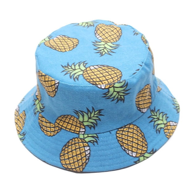 Sombrero de pescador de 56-58 cm de circunferencia para hombres y mujeres, sombrero de pescador con estampado de piña y plátano, sombrero de pescador de doble cara, sombrero para el sol,