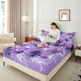 thumbnail image 4 of Manfei 3D Purple Butterfly Bed Sheets, Glitter Stars Print King Sheets, Romantic Anniversary Sheet Set, Ultra Soft Home Decor, 4pcs, 4 of 7