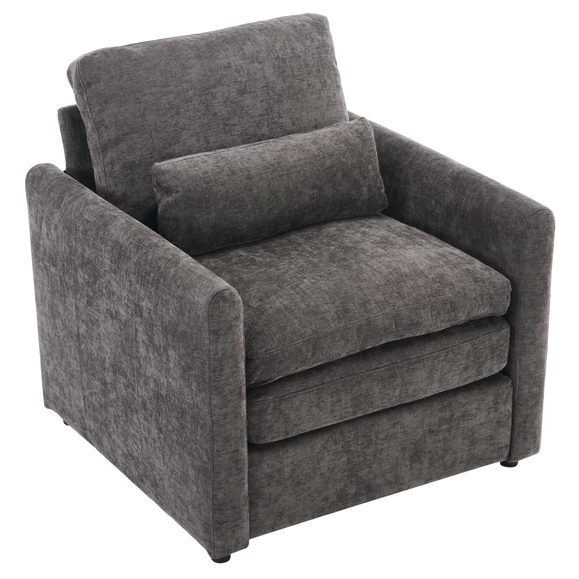 Leumius 31.9" Cozy Upholstered Armchair Oversized Comfy Cloud Sofa Double Cushion Single Sofa Plush Cushion Armchair for Living Room, Bedroom Grey