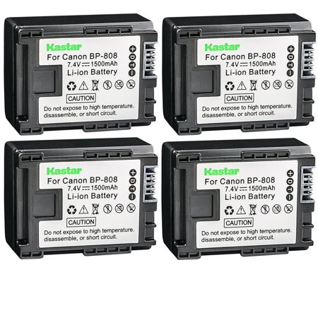 Kastar 4-Pack BP-808 Battery 7.4V 1500mAh Replacement for Canon VIXIA HF M400  VIXIA HF M406  VIXIA HF S10  VIXIA HF S11  VIXIA HF S20  VIXIA HF S21  VIXIA HF S30  VIXIA HF S100 Camera