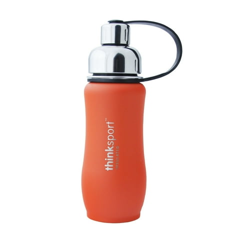 Safety Coated Bottles - Thinksport Insulated Sports Bottle, Coated Orange, 12 Oz (350ml)