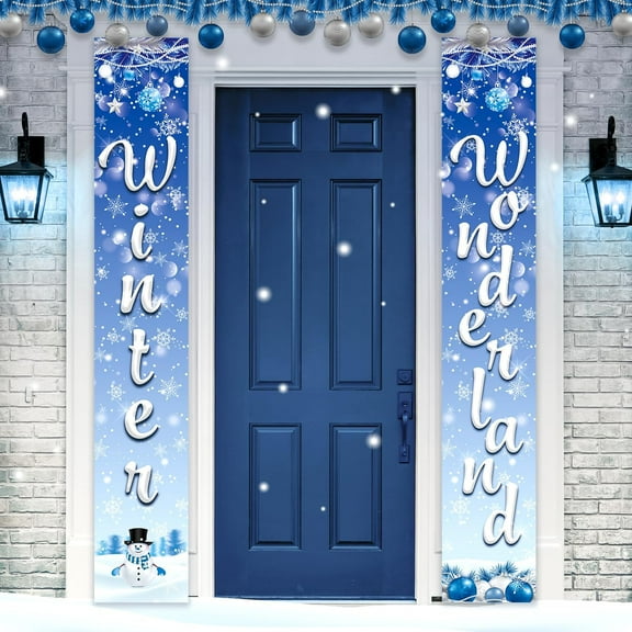 Winter Wonderland Decorations - Christmas Door Decor & Porch Banner for Indoor/Outdoor Winter Holiday Parties