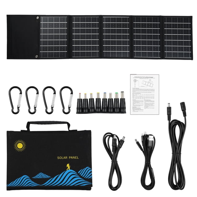 Tignapoo Portable Foldable Solar Charger Panel with USB & DC Output, High-Efficiency Mono-Crystalline Silicon, 40W, Compact & Lightweight for Outdoor Adventures