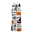 thumbnail image 5 of Domzest Womens Halloween Pajama Pants Halloween Graphic Wide Leg Pj Bottoms Drawstring Elastic Waisted Cute Sleepwear White XXXL, 5 of 6