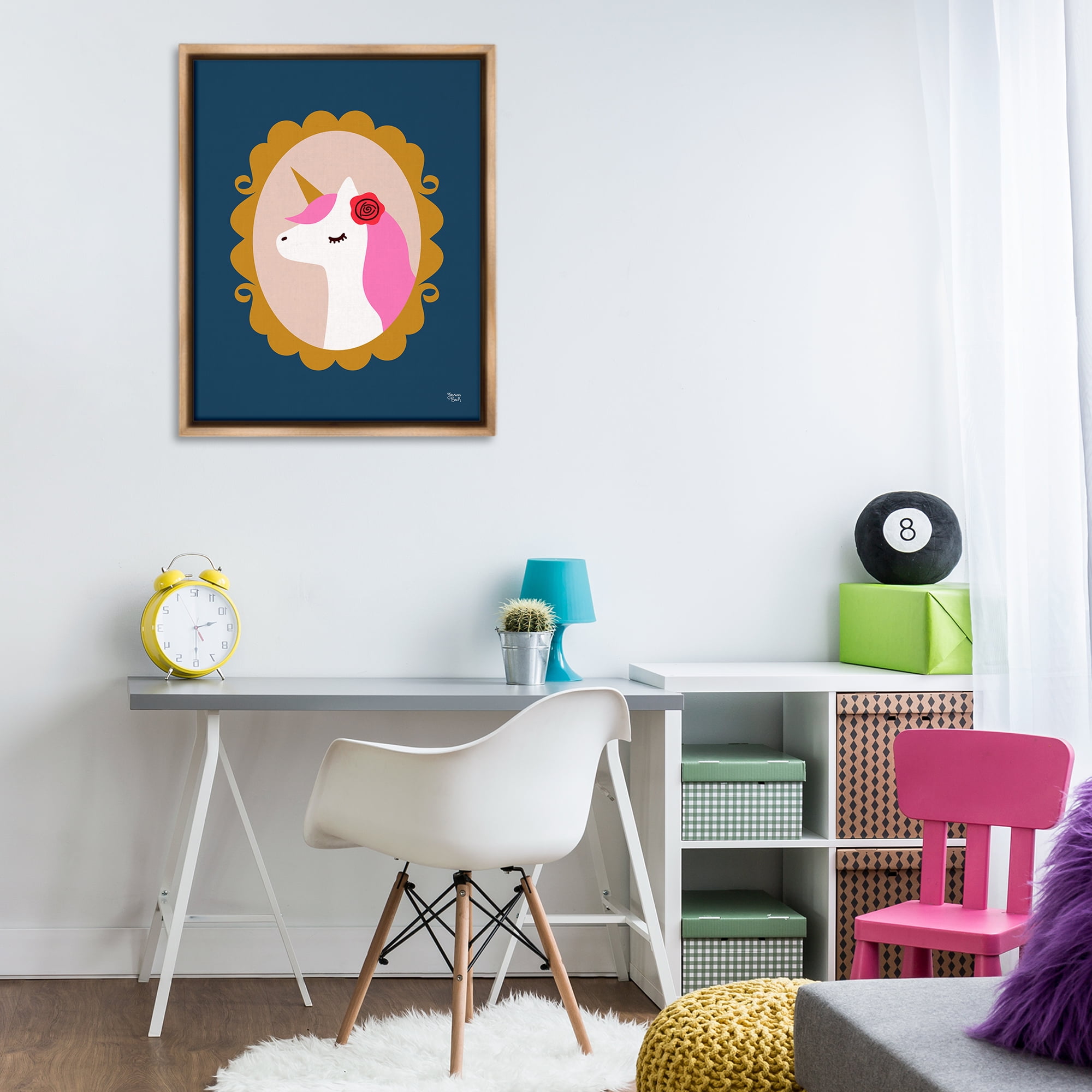 Stupell Industries Chic Unicorn Portrait Fantasy & Sci-Fi Painting Brown Floater Framed Canvas Art Print Wall Art, 25 x 31