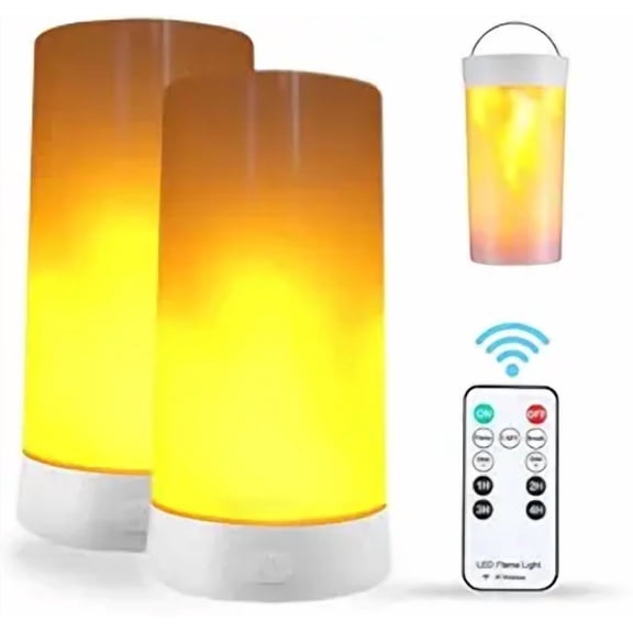 LED Flame Effect Light, 2Pack USB Rechargeable Flameless Candle Lights with Remote Control Waterproof Dimmable 4 Mode Flameless Lights for Holiday