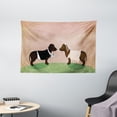 thumbnail image 1 of Dachshund Tapestry, Cute Groom and Bride Dogs Marriage Themed Ceremonial Illustration Cartoon Style, Wall Hanging for Bedroom Living Room Dorm Decor, 60W X 40L Inches, Multicolor, by Ambesonne, 1 of 2
