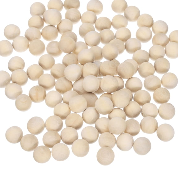 100 Packs Round Wood Balls 3/8" Diameter Unfinished Solid Wooden Spheres, Natural Wood Craft Balls