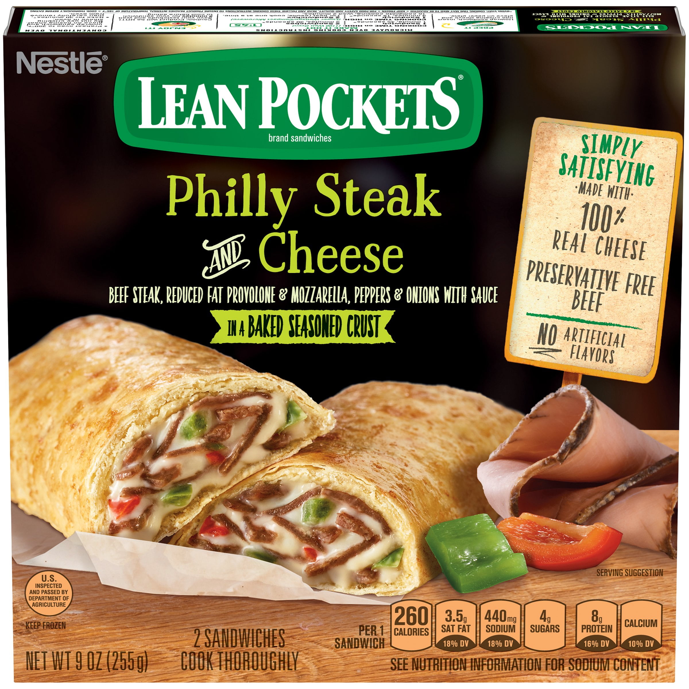 LEAN POCKETS Philly Steak & Cheese Frozen Sandwiches 2 ct Box - Walmart.com