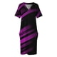 thumbnail image 3 of Vestido de rayas fucsia y negro brillante con elegante vestido de noche con cremallera, nuevos vestidos para fiestas, 3 of 6