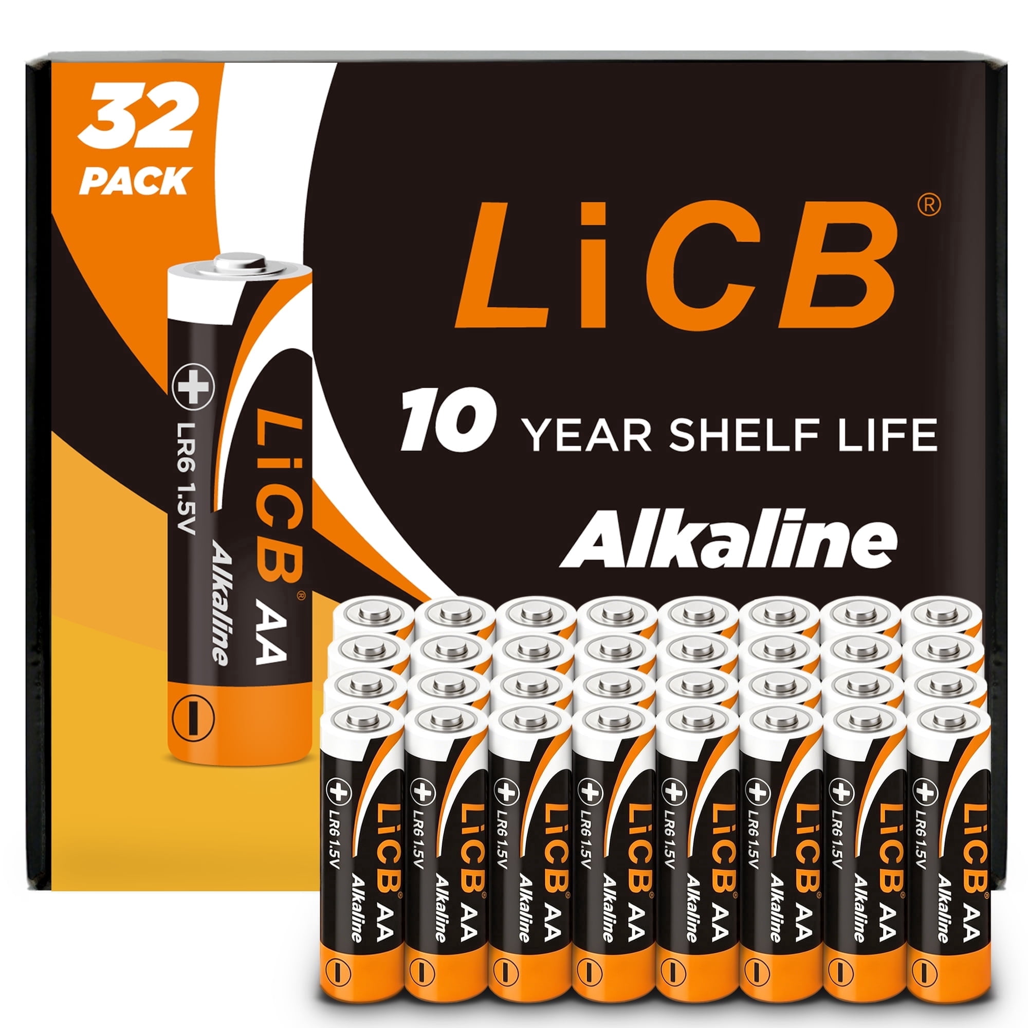 LiCB Alkaline AA Batteries Value Pack, 32 Pack 1.5 Volts Long-Lasting Double A Battery