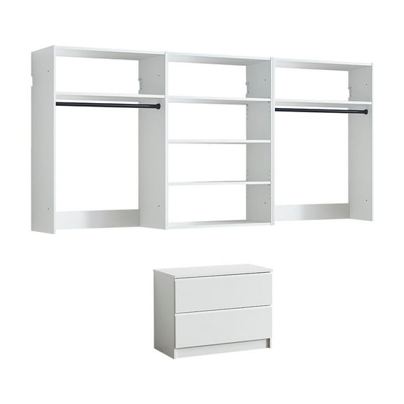 Klair Living Devi White Wall Mounted Walk in Wood Closet System