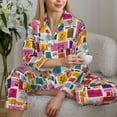 thumbnail image 6 of Fotbe Cute Doodles Pattern Long Sleeve Pajama Set for Women,Sleepwear Set,2-piece Loungewear Set,Soft PJs Comfy Nightwear with Pockets -Medium, 6 of 7