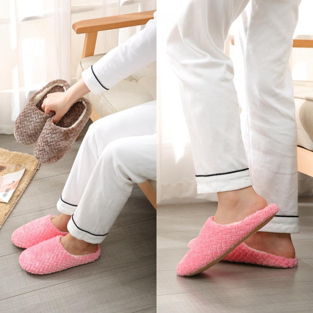 Clearance Slippers for Womens Warm Memory Foam Anti-Slip House Shoes ...