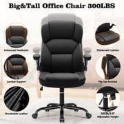 STACOO Executive Leather Office Chair, Ergonomic High-back Home Office Desk Chair with Adjustable Armrest and Lumbar Support, Black