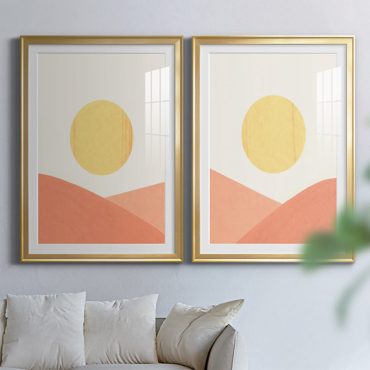 Wexford Home Simple Boho Sun I Premium Framed Print, 30.5" x 42.5" - Ready to Hang, Gold (Set of 2)