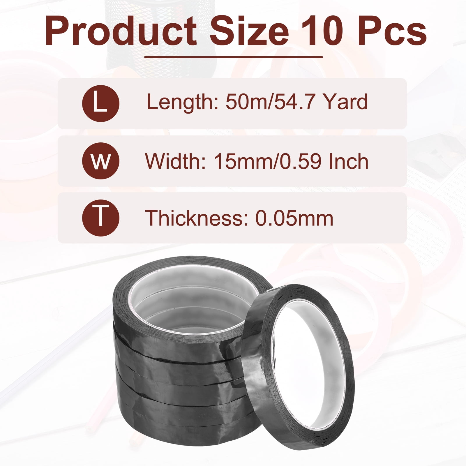 Uxcell 10 Rolls Whiteboard Tape Graphic Chart Tape 15mm 54.7 Yard Art Tape Thin Self-Adhesive Pinstripe Tape Masking Tape, Black