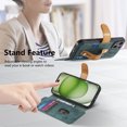 thumbnail image 3 of ELEHOLD Case for iPhone 15 Pro,Leather Wallet RFID Blocking Case with Wrist Strap & Card Holder Stand,Green, 3 of 8