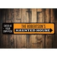 thumbnail image 2 of Haunted House Arrow Sign, Family Name Halloween Sign, Enter at Own Risk Sign, Halloween Aluminum Decor - 4x18 inches, 2 of 4
