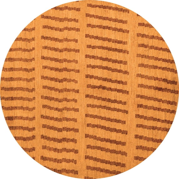Ahgly Company Indoor Round Solid Orange Modern Area Rugs, 5' Round
