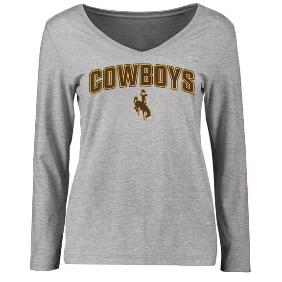Women's Ash Wyoming Cowboys Proud Mascot Long Sleeve T-Shirt