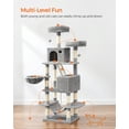 thumbnail image 6 of 66.1"H Cat Tree Cat Tower for Indoor Cats, Plush Multi-Level Cat Condo with Scratching Posts, Perches, Caves, Hammock, Light Gray, 6 of 9