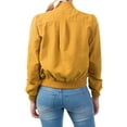 thumbnail image 4 of Made by Olivia Women's Casual Faux Suede Ribbed Hem Zip Up Bomber Short Jacket, 4 of 4