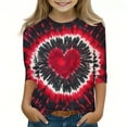 thumbnail image 2 of dazeni 3-12 Years Girls 3/4 Sleeve Round Neck T-Shirts Valentina's Day Spring Summer Shirts Funny Love Heart Graphic Tee Tops Red6, 2 of 5