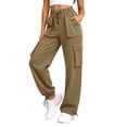 thumbnail image 5 of Mineart Women Solid Cargo Pants Casual Quick Dry Trousers with Elastic Drawstring Waist and Drawstring Hem Multi Pockets Button Trim for Outdoor Hiking, 5 of 9