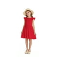 thumbnail image 2 of Actgleam Girls Dresses Ruffle Sleeveless A-Line Cute Summer Dresses with Pockets,Red,7-8Y, 2 of 13