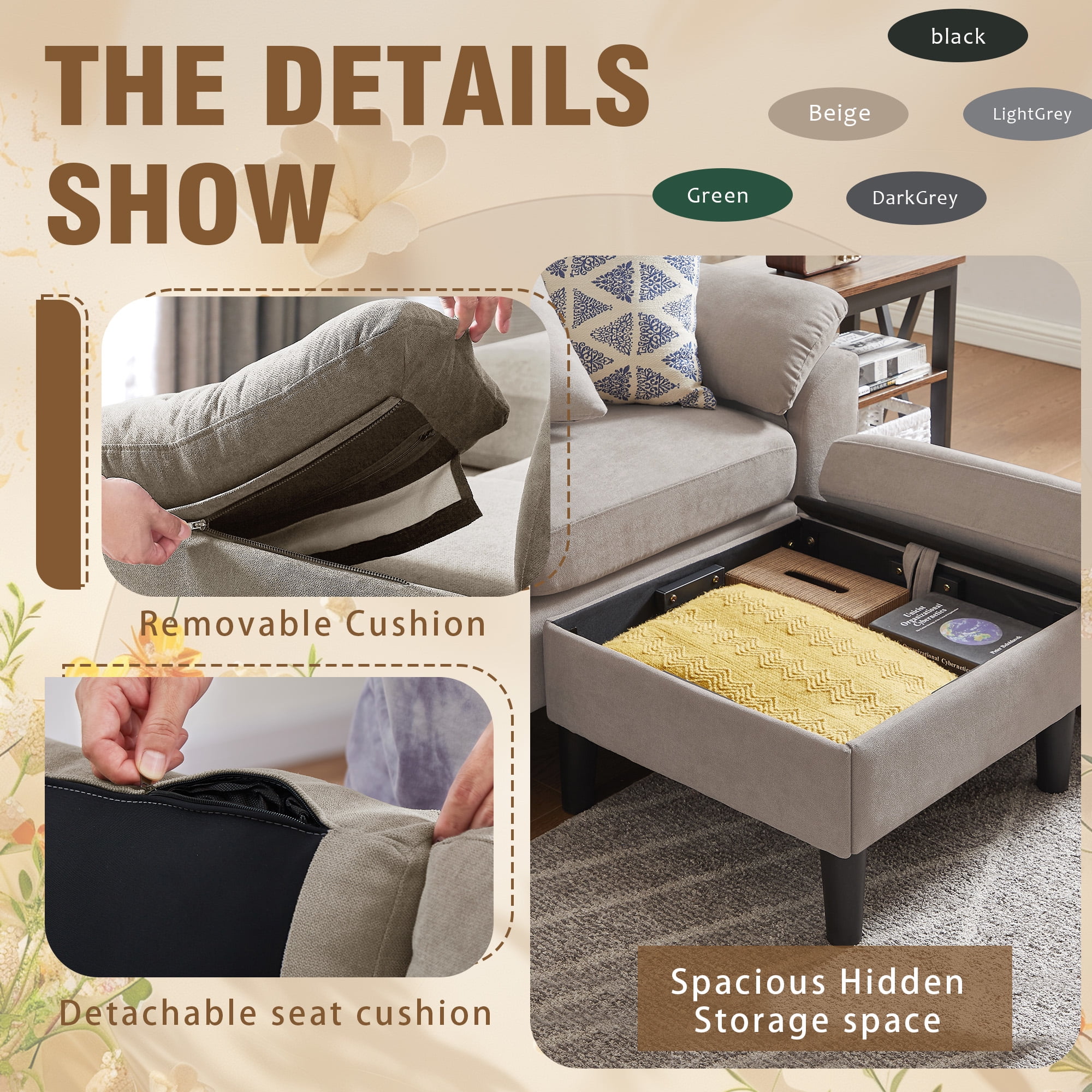 79" Convertible Sectional Sofa Set, Small L Shaped 3-Seat Couch with Reversible Chaise and Accent Chair, Modern Linen Sofas Couches for Living Room, Beige