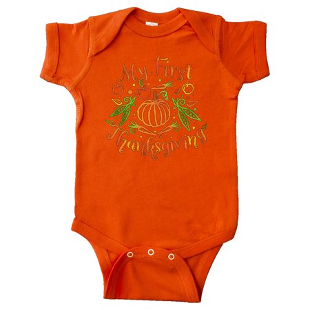 

Inktastic My 1st Thanksgiving Pumpkin Vegetables in Orange and Green Gift Baby Boy or Baby Girl Bodysuit