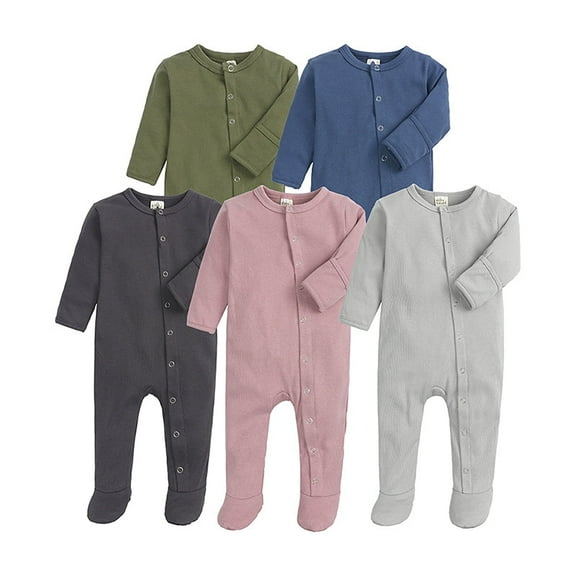 Bellafa Baby Long Sleeve Romper Jumpsuit, Soft Cotton One Piece Pajamas Boy Girl Snap Closure Coverall Sleeper