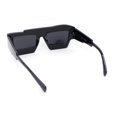 thumbnail image 4 of Funky 80s Asymmetrical Rectangle Thick Plastic Horn Rim Arm Sunglasses All Black, 4 of 4