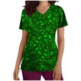 thumbnail image 2 of Fiudx Ofertas Relámpago Blusa de Manga Corta con Cuello En V para Mujer, Uniforme de Trabajo, Impresión de Bolsillo, 2 of 5
