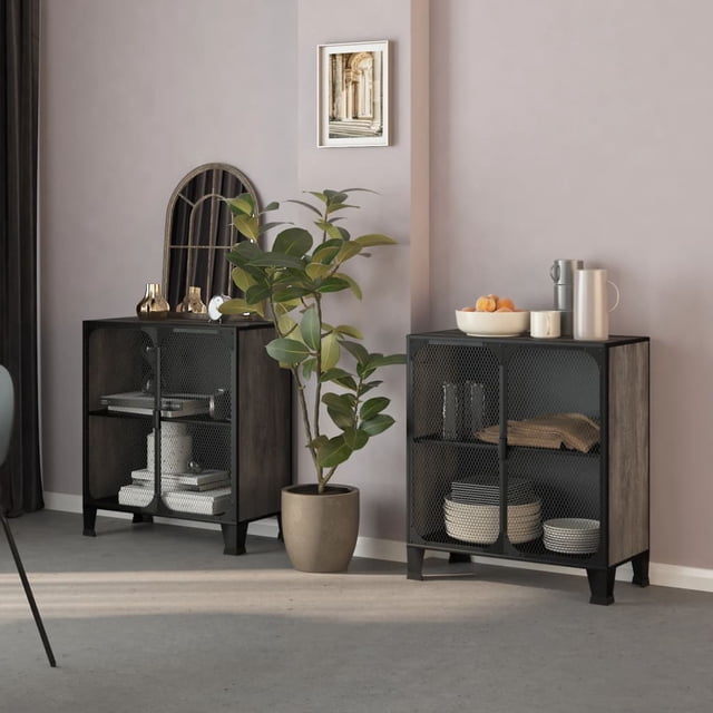 vidaXL Storage Cabinets 2 pcs Grey 72x36x82 cm Metal and MDF