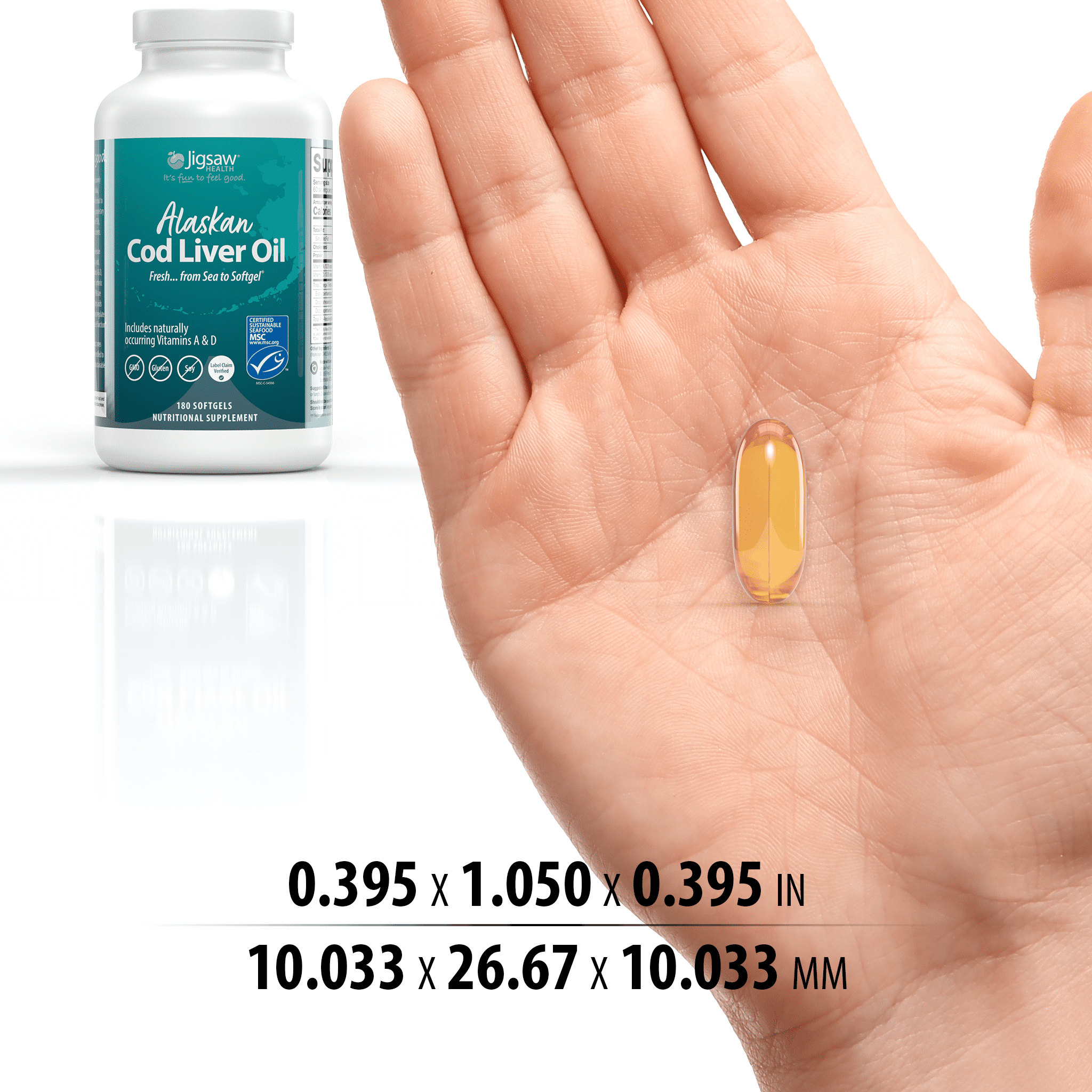 Jigsaw Health Alaskan Cod Liver Oil, 180 Softgels